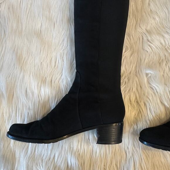 Stuart Weitzman 5050 Reserve Over the Knee High Boots Suede Block Heeled Black - Picture 11 of 16